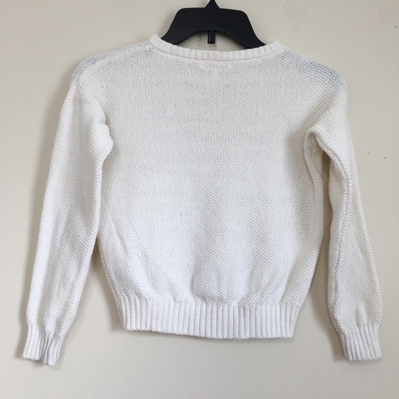 Nowadays Big Girls White Cotton Pull Over Knit Sweater - Picture 2 of 12